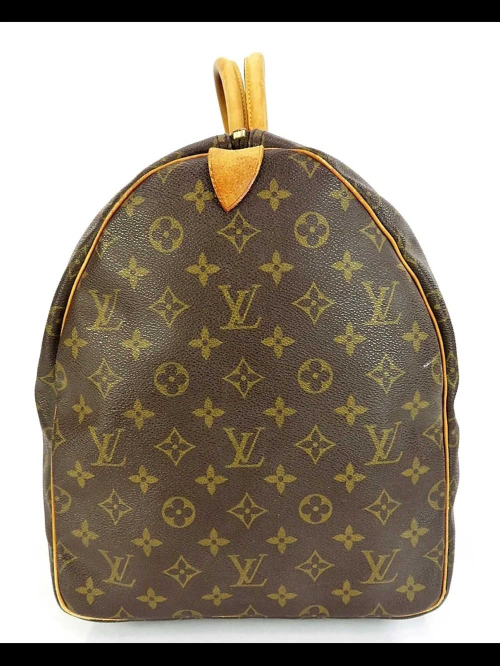 Louis Vuitton Brown Monogram Duffel Bag with Tan Trim